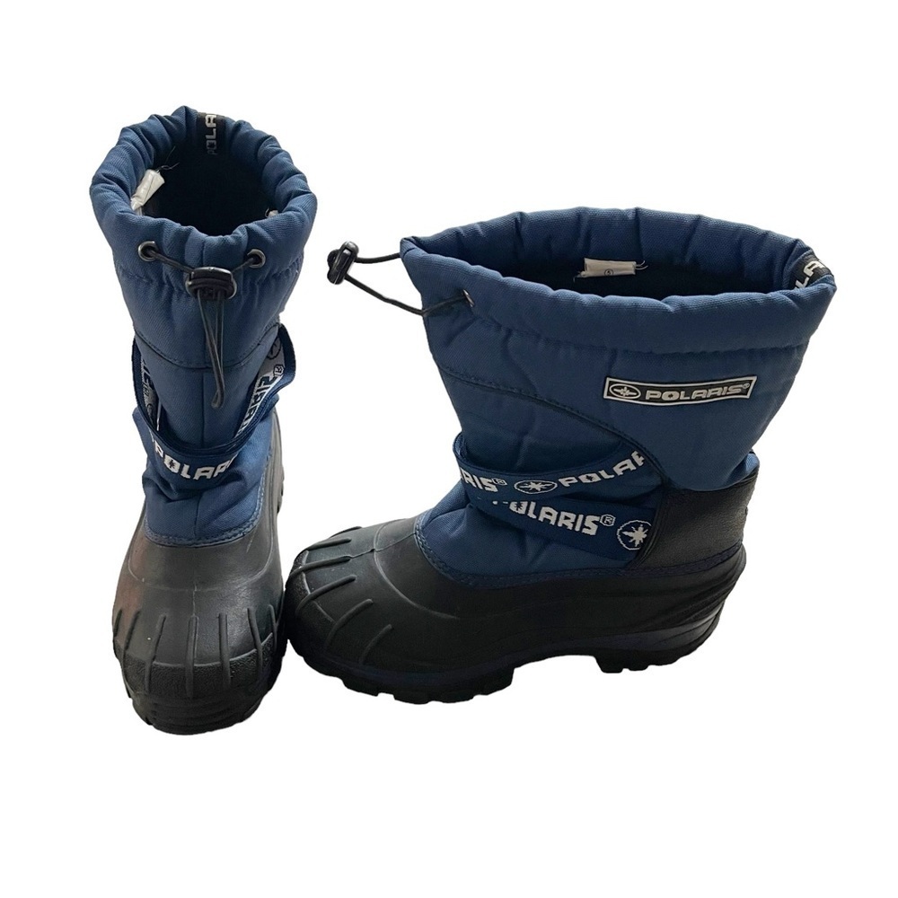 Polaris BOYS Blue Black Snow Boots cinch Closure, Size 5